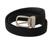 DOLCE & GABBANA Belt Black Calf Leather Silver Tone Metal Buckle s. 85cm/ 34in