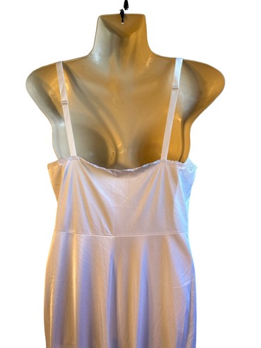 Maxi Vestido Sin Mangas Completo Lencería Nyon Blanco 874L Estilo Olga Vintage Años 70 Talla 32 - Imagen 7 de 10