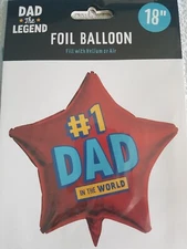 Dad Birthday 18" Star Shaped Foil Balloon # 1 Dad - Fill With Air OR Helium 