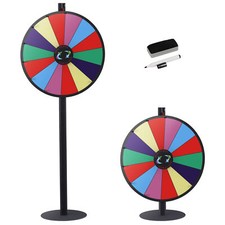 24'' Spinning Prize Wheel with Floor Stand Adjustable Height 14 Slots Colorful