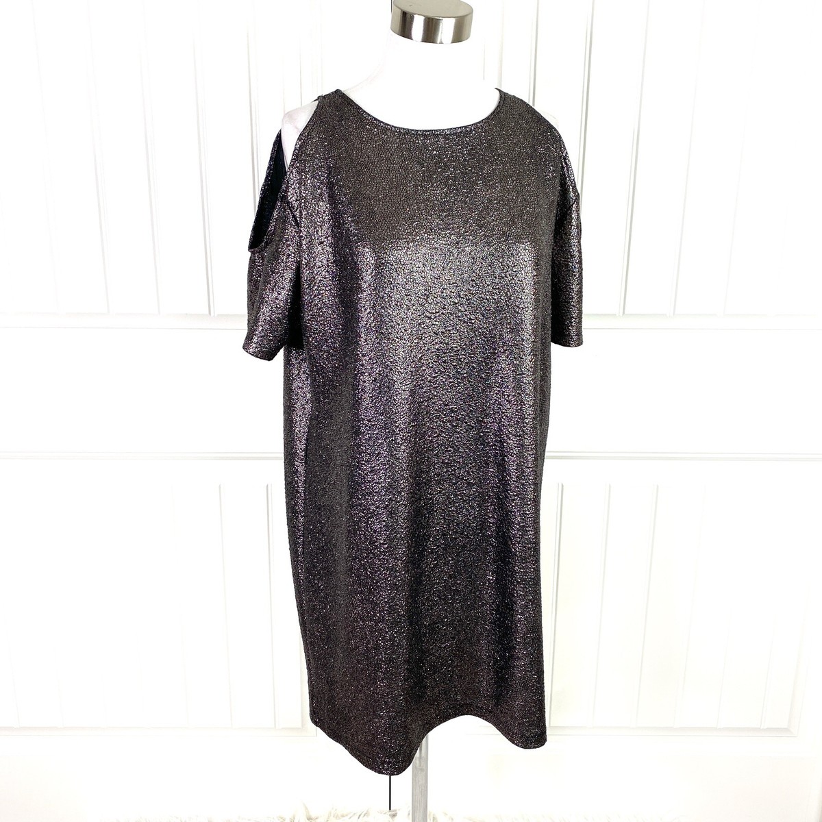 motel rocks silver dress Silver Chain Long Sleeve Maxi Dress