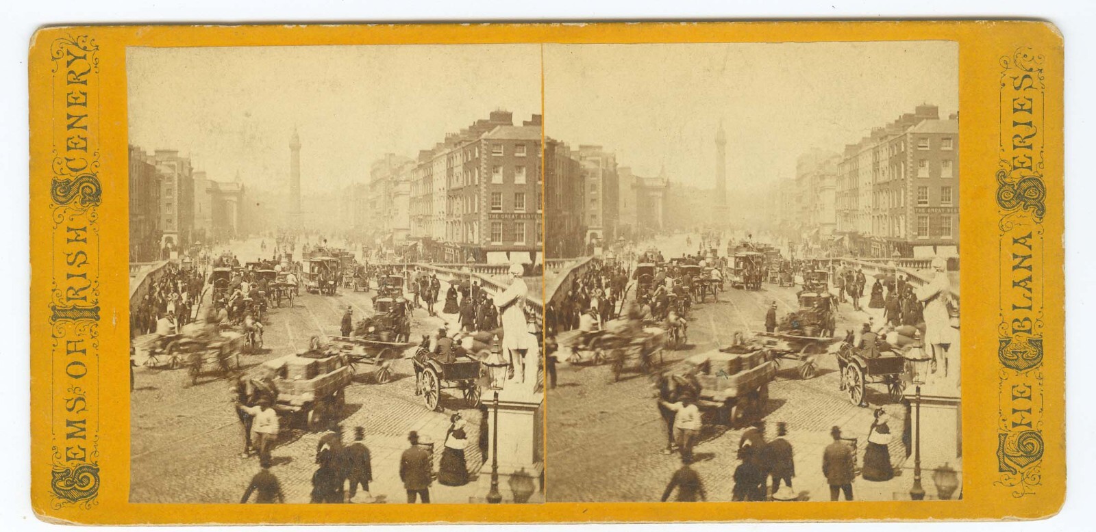 D0590~ IRELAND – Dublin-Sackville St & Carlisle Bridge c.1870 Stereoview