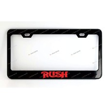 Rush Black Metal Custom Made License Plate Frame Screw Caps