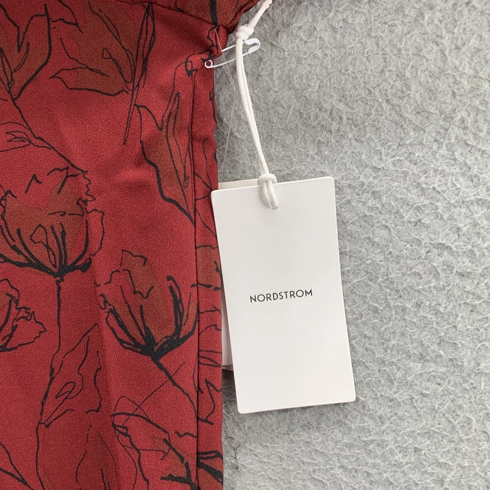 Новый Nordstrom черный красный цветочный шеи галстук бант деталь размер v-образным вырезом блузка 2 X - Изображение 3 из 4