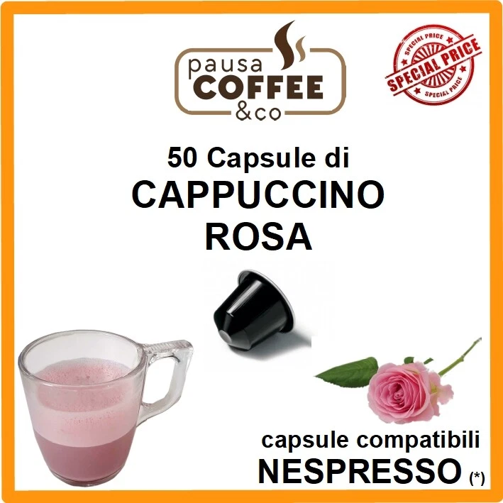 50 capsule cialde di CAPPUCCINO ROSA compatibili NESPRESSO