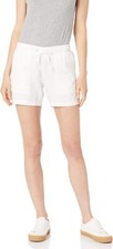Women's Linen Blend Drawstring Shorts 5" Inseam Elastic Waist Regular Fit Plus