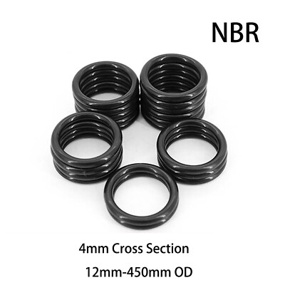 4mm Cross Section O Rings NBR Nitrile Rubber 12mm-450mm OD Oil Resistant Seals