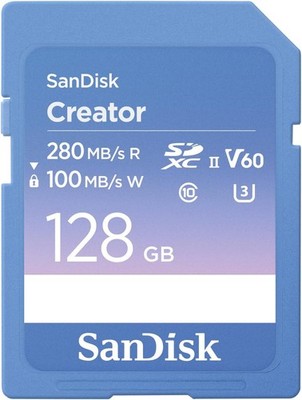 SanDisk Creator SD-UHS-II Speicherkarte 128 GB (6K-Video, V60, UHS-II, 280 MB/s)