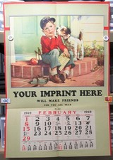 1948 Boy Dog Salesman Sample Art Print CALENDAR Frances Tipton Hunter 30  x 43 