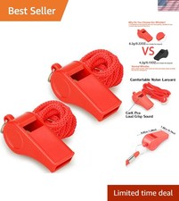 Loud Red Whistles with Nylon Lanyard   Ideal for Lifeguards and Emergencies