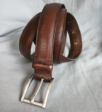 Banana Republic Mens 1-1/8" Wide Brown Leather Belt Brass Buckle Size 36