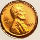 1955-S Lincoln Wheat Cent Penny GEM RD BU From an Original Bank Roll