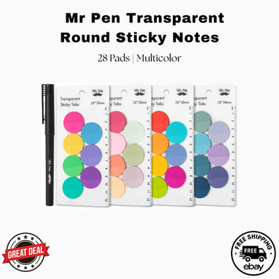 Mr. Pen Round Transparent Sticky Notes | 1120 Sheets | Colorful Set