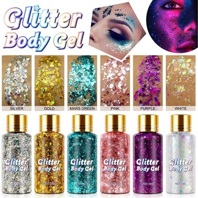 Makeup Sequins Face Glitter Gel Shiny Delicate Glitter Body Gel For Bar Hall SET