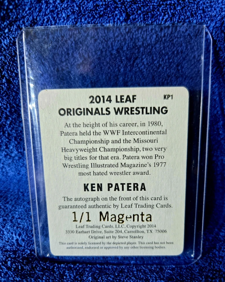 Hoja WWF Wrestling Originals Ken Patera 2014 1 de 1 placa de impresión magenta automática Foto 2 de 2