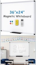 VIZ-PRO Magnetic Dry Erase Board, 36 X 24 Inches, Silver Aluminium Frame