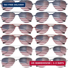 Mepase 12 Pack Flag Sunglasses Bulk American 4th of July Patriotic Sunglasses fo