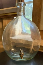 Italian Glass Decanter with Brass Spigot ~ NO Cork Top 46 oz