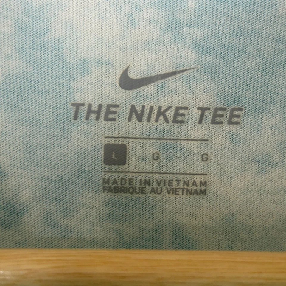 Nike Sportswear Ice Tie Dye Swoosh Blue Frozen Shirt Short Sleeve Size L - Image 4 of 4