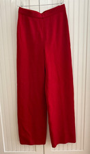 Vintage St John Evening By Mary Gray Red Classic Wide Straight Leg Knit Pants 4