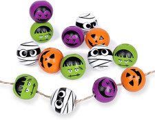 160Pcs Halloween Wood Beads Pumpkin Vampire Mummy Skeleton Round Beads Novelty C
