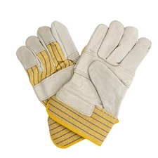 Pair Large Yellow Leather Welding Work Gloves 10" Heat Resistant Heavy Duty BBQ