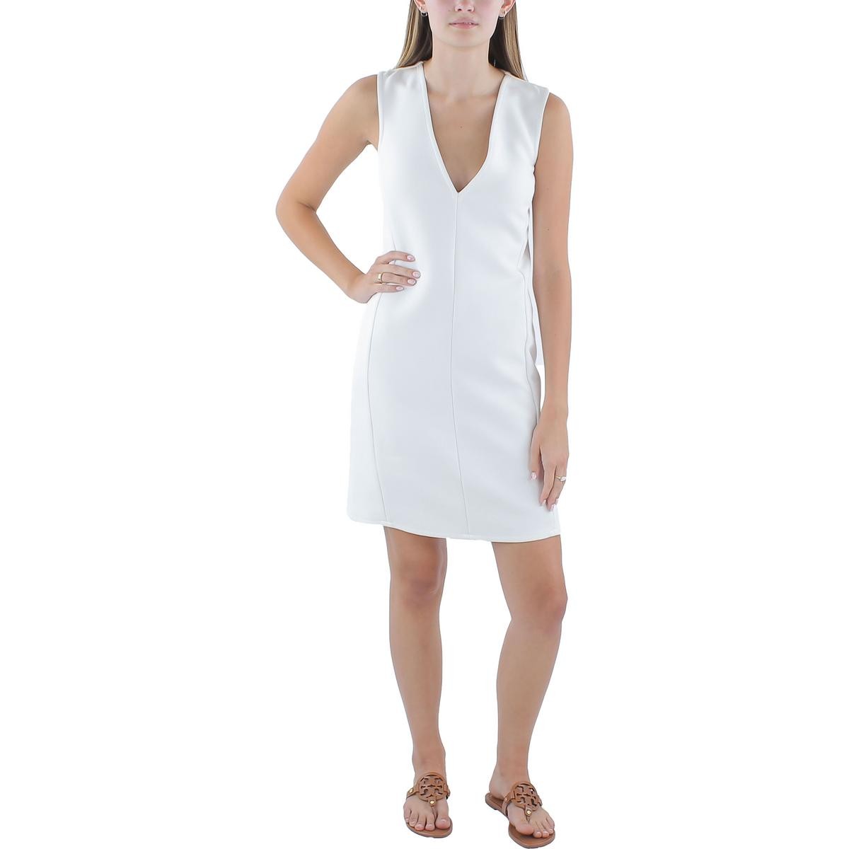 BCBGMAXAZRIA White Deep V Neck Mini Dress for Women XXS Semi-Formal BHFO 1102