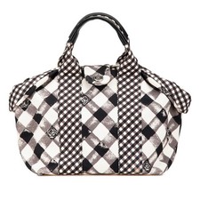 Chanel Cruise Line Gingham Check Canvas Leather Handbag Limited Women Bl One