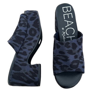 Beach Matisse Damen Sandalen Navy Leopard Größe UK 5 EU 38 Blockabsatz Plateau.