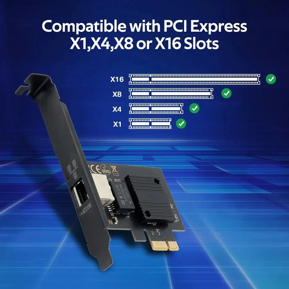Intel I226-V PCIE To RJ45 Network Adapter 2.5G Gigabit Ethernet100/1000/2500Mbps - Image 2 of 4