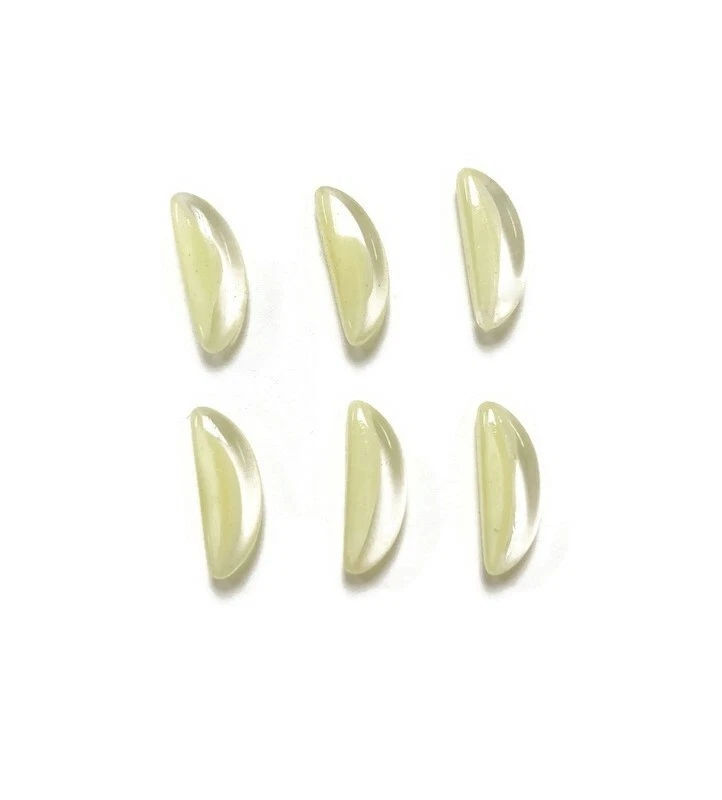 6 Vintage Yellow Moonstone Uranium Glass Half Moon Shaped 14mm. Gem Jewels W314 - Image 4 of 4