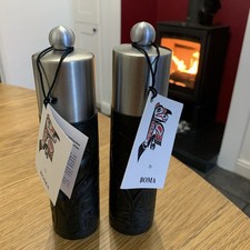 Boma Canadian Totem Pole Carved Salt & Pepper Grinders Set Slate Coloured New