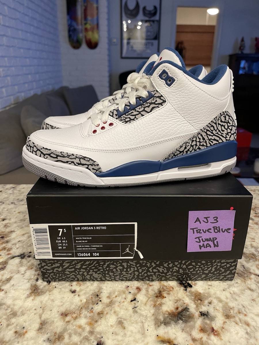 Size 7.5 Nike Air Jordan 3 Retro 2011 True Blue 136064-104 | eBay