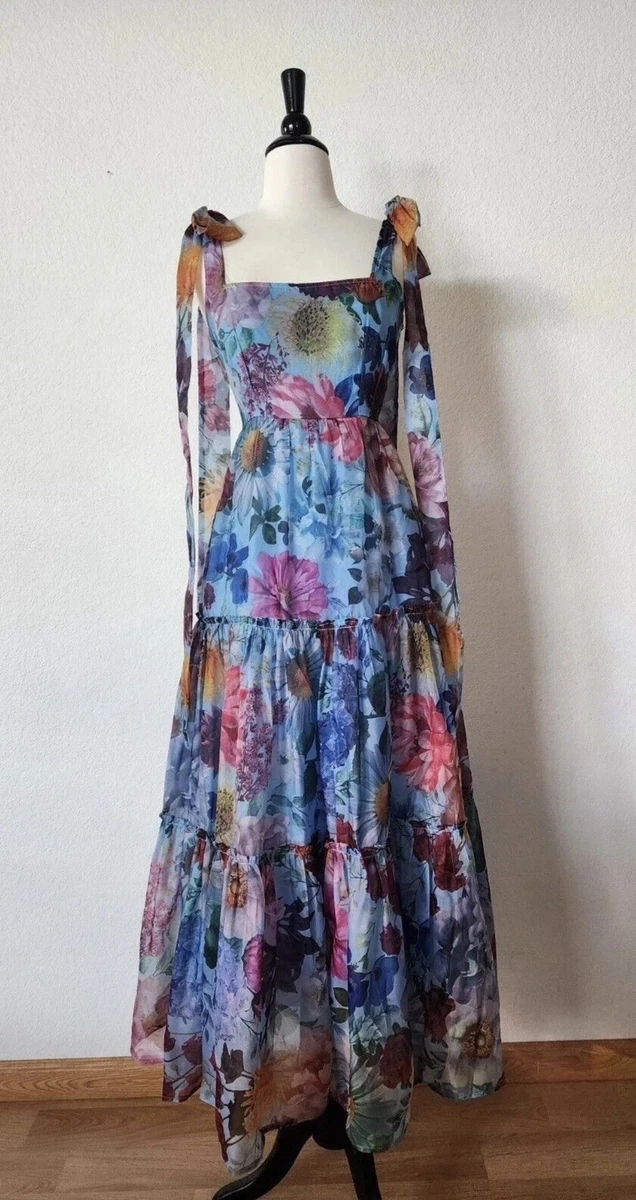 anthro formal dresses New Anthro Maxi Dress Size Large Pink Coquette Wedding Bow Prom Formal