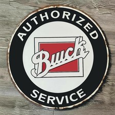 Buick Authorized Service 8 Diameter Vintage Novelty Metal Sign Made In Usa