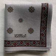 Men Vintage Handkerchief Dark Gray Cotton Geometric Pattern Pocket Square 16" J1