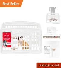 Durable 4-Panel Dog Playpen 24'' H with Easy Access Door - Ideal for Puppies