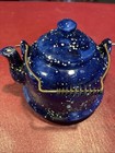 Vintage Blue Speckled Enamel Teapot Kettle Wire Handle Cabin Decor — photo 1