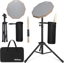 12 Inch Practice Drum Pad Kit With Stand Sticks Bag Double Sided Silent
