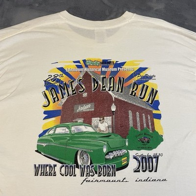 Vintage James Dean Hot Rod Car Show T-Shirt Men s 2XL Muscle Car Artwork White
