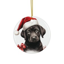 Labrador Retriever Puppy Drawing - Ceramic Christmas Ornament - Printed in USA