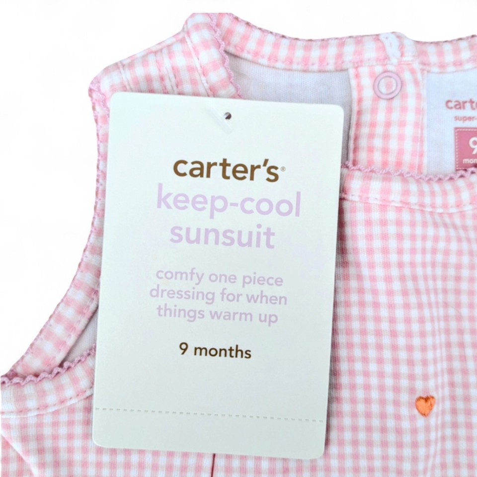 Baby Girl Clothes NEW Vintage Carter's 69 Months Pink Checks Hearts