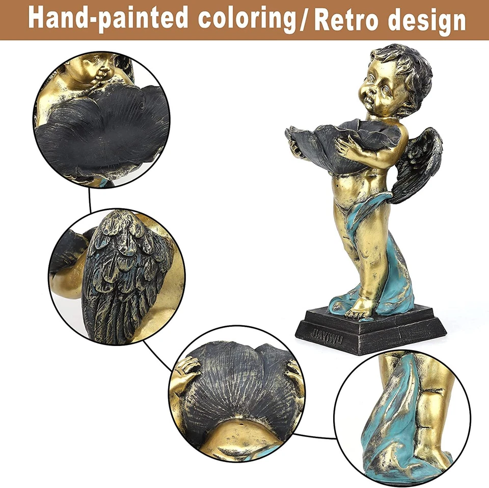 JIAYIWU Ángel Decoración Exterior Estatua, Comedero para Pájaros y Baño para Pájaros Foto 4 de 4