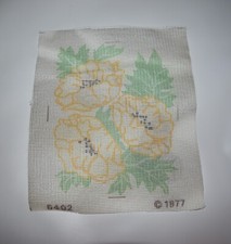 Vintage 1977 needlepoint 8x10" Poppies Tapestry Gobelin Flowers Canvas Only