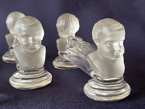 Fine & RARE Victorian Baccarat Glass Cherub Bust Figure Knife rest 4 Set - Picture 4 of 11