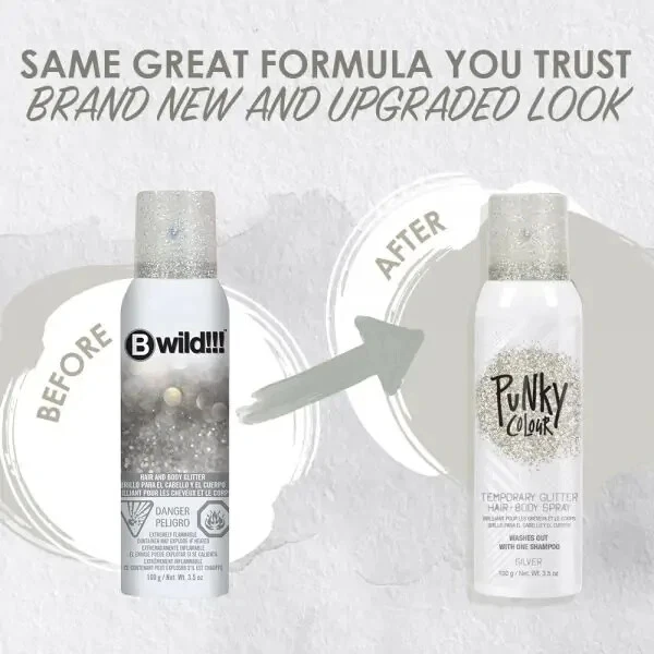 PUNKY COLOR 银色闪光临时头发和身体喷雾 100G/3.5 盎司 3 罐 — 第 2/4 张图片