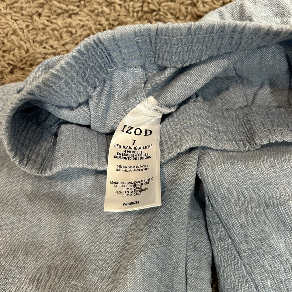 Pantalones de vestir IZOD azul claro para niños talla 7 cintura elástica regular Foto 3 de 4