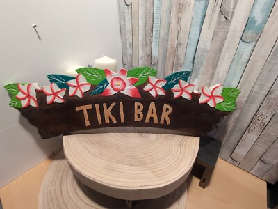 Fair Trade handgeschnitzt und bemalt '' TIKI BAR '' Holzschild Bar Küche 