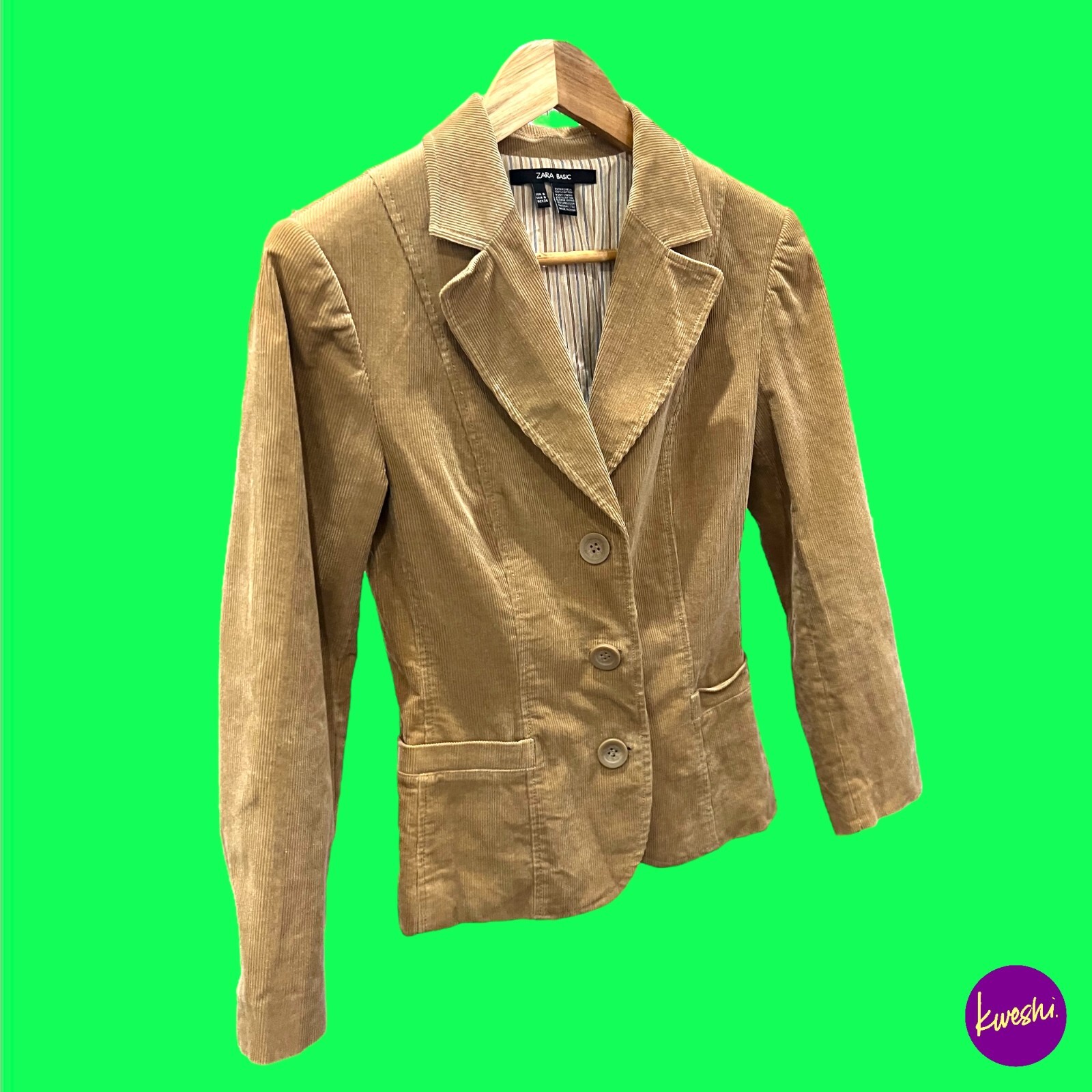 ZARA BASIC Women's Corduroy Jacket, Button Front,… - image 3