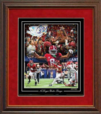 ALABAMA FOOTBALL NO LONGER UNDERDAWGS BAMA UGA 2021 SEC CHAMPIONSHIP PRINT frame